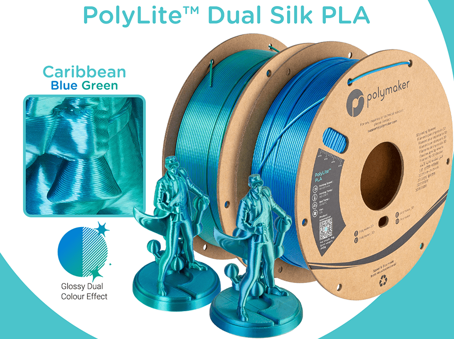 PolyLite PLA-Caribbean Sea Silk Blue-Green