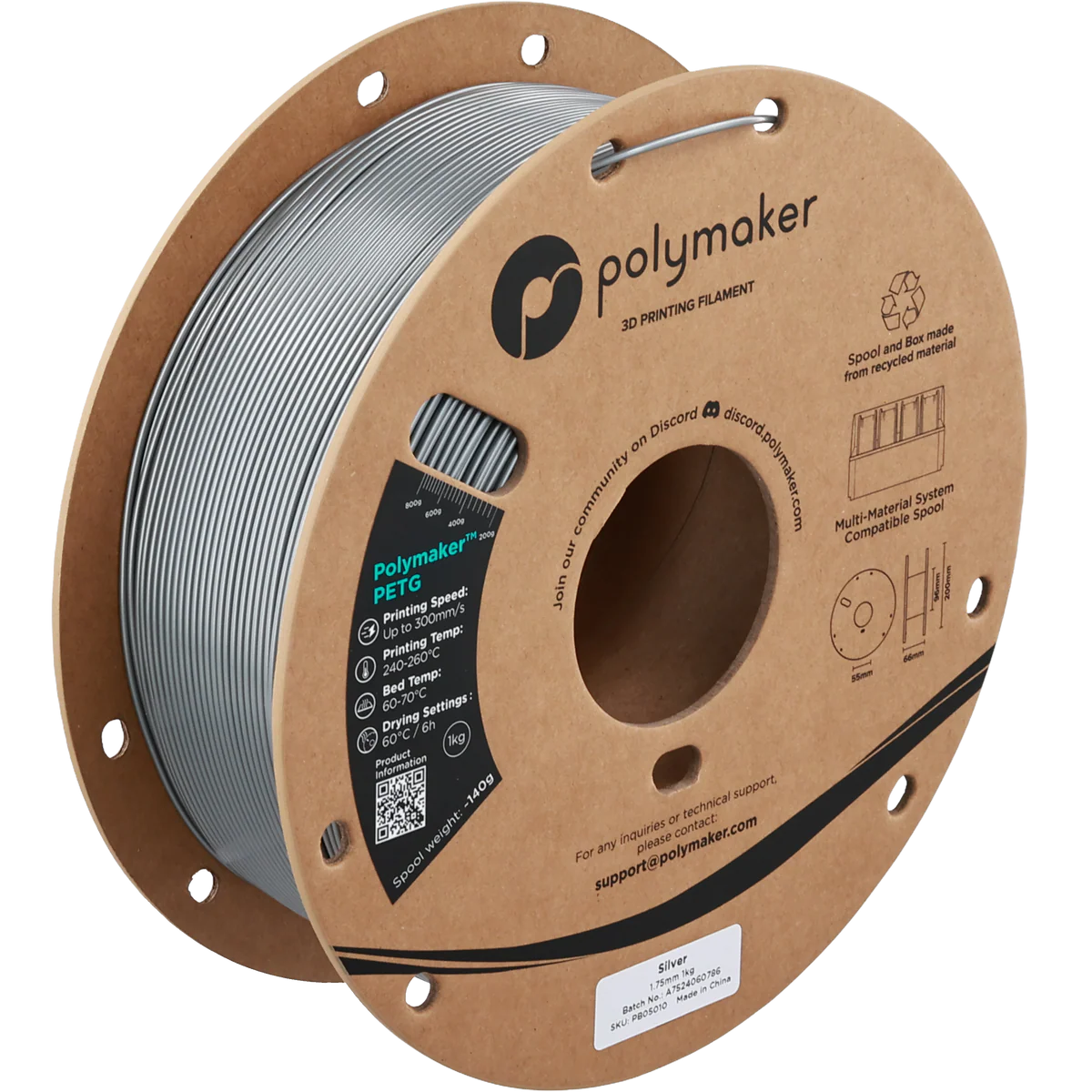 Polymaker PETG Сребърно 1000g