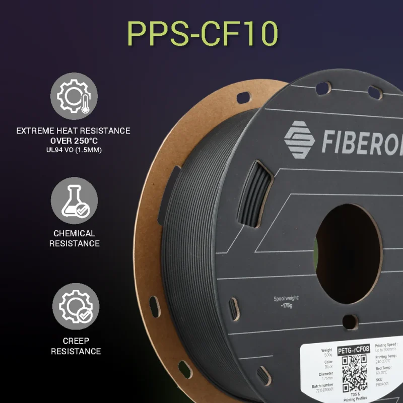 Fiberon PPS-CF10 –Черно – Polymaker 0.500g - Image 8